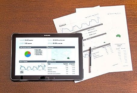 tablet with graphs